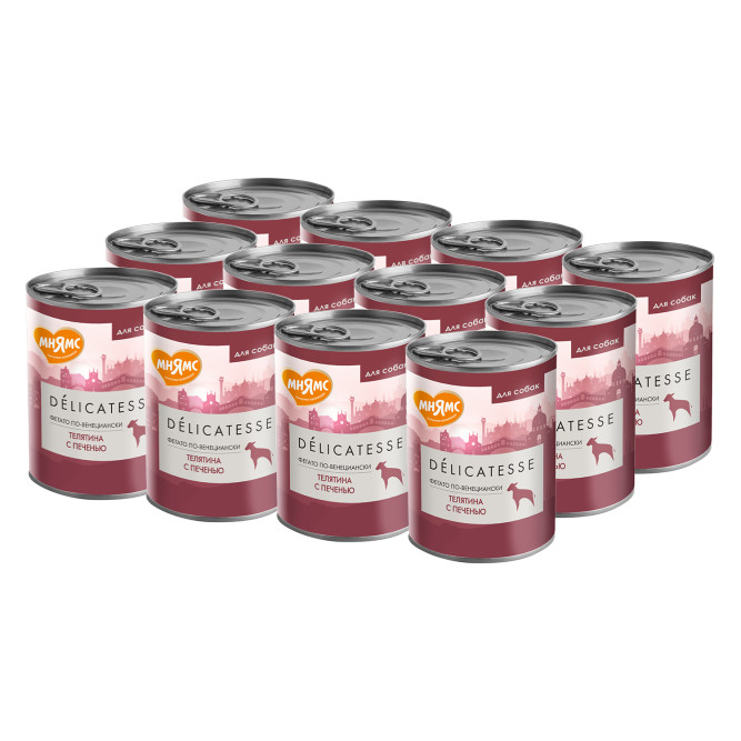 Мнямс Delicatesse "Фегато по-венециански" влажный корм для собак паштет из телятины с печенью, в консервах - 400 г х 12 шт
