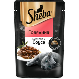 Sheba влажный корм для кошек ломтики с говядиной, в соусе, в паучах - 75 г х 28 шт