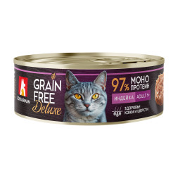 Зоогурман Grain Free Deluxe влажный корм для взрослых кошек с индейкой - 100 г x 6 шт