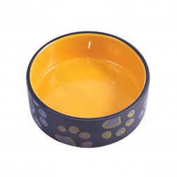 КерамикАрт миска керамическая для собак, черная с желтым 420 мл