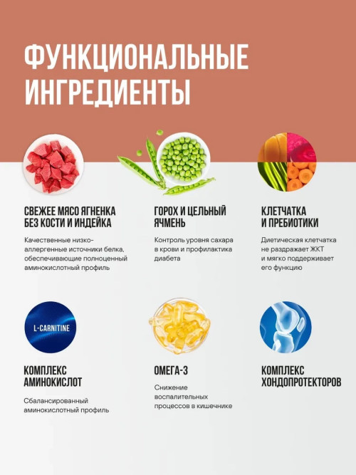 BOWL WOW сухой корм для взрослых собак мелких пород с ягненком, индейкой, рисом и тыквой - 800 г