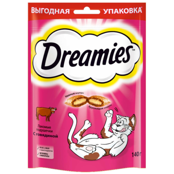 Dreamies лакомые подушечки для кошек с говядиной - 140 г