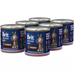 Brit Premium by Nature консервы для кошек с говядиной - 200 г х 6 шт