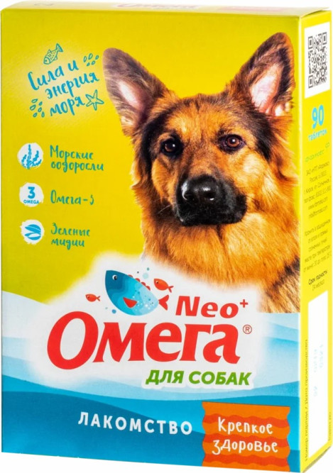 Омега Neo+ Крепкое Здоровье витаминизированное лакомство для собак, с морскими водорослями - 90 таблеток