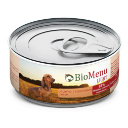 BioMenu Light влажный корм для взрослых собак с индейкой и коричневым рисом, в консервах  - 100 г х 24 шт