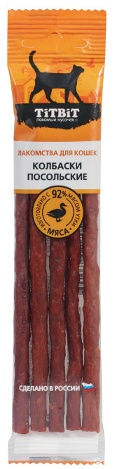 TiTBiT "Золотая коллекция" лакомство для кошек колбаски Посольские - 20 г