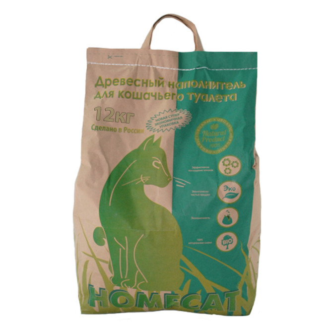 Homecat древесный впитывающий наполнитель с мелкими гранулами - 12 кг