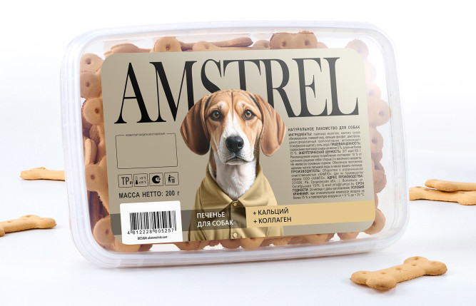 Amstrel печенье для собак с кальцием и коллагеном - 200 г