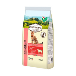 Chat&Chat Adult Gourmand Beef сухой корм для взрослых кошек с говядиной - 900 г