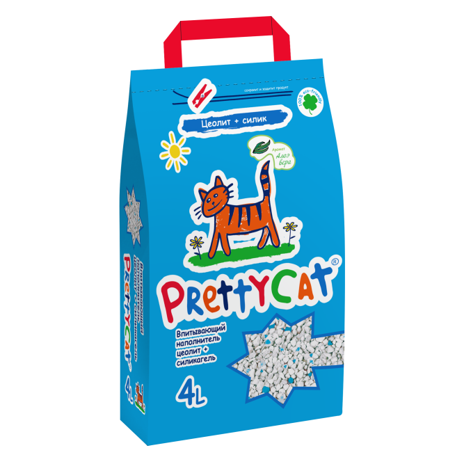 PrettyCat Naturel наполнитель впитывающий для кошачьего туалета, с ароматом алоэ - 4 л (2 кг)