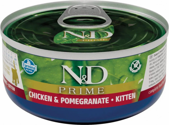 Farmina N&amp;D Cat Prime Chicken &amp; Pomegranate Kitten влажный беззерновой корм для котят с курицей и гранатом - 70 г х 30 шт