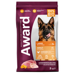AWARD сухой корм для взрослых собак крупных пород, с курицей, индейкой, тыквой и шиповником - 2 кг