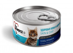 1st Choice Skin &amp; Coat влажный корм для котят для кожи и шерсти с тунцом в консервах - 85 г