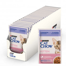 Purina Cat Chow Kitten паучи для котят с ягненком и кабачками - 85 г х 26 шт