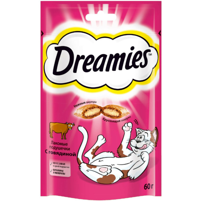 Dreamies лакомые подушечки для кошек с говядиной - 60 г