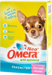 Омега Neo+ Веселый Малыш витаминизированное лакомство для щенков, с пребиотиком - 90 таблеток