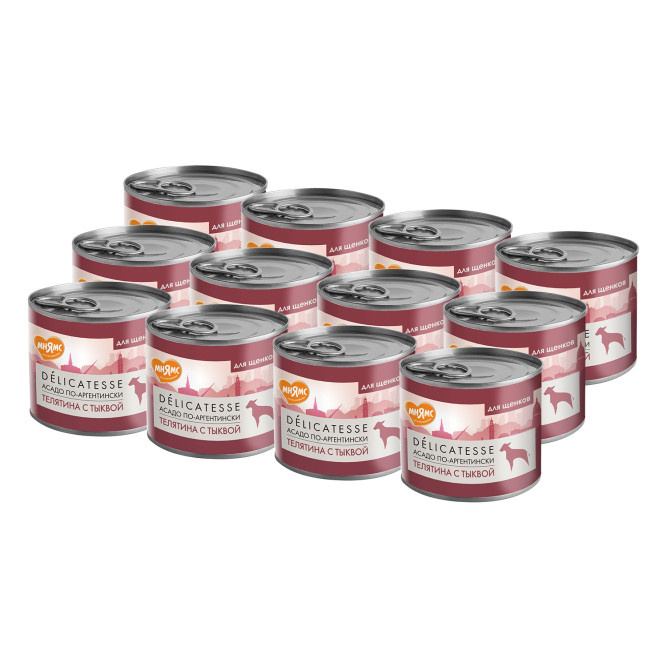 Мнямс Delicatesse "Асадо по-аргентински" влажный корм для щенков паштет из телятины с тыквой, в консервах - 200 г х 12 шт
