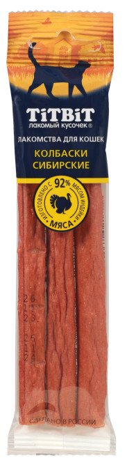 TiTBiT "Золотая коллекция" лакомство для кошек колбаски Сибирские - 20 г