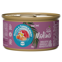 Molina консервы для кошек с лососем и тунцом, в желе - 70 г x 12 шт