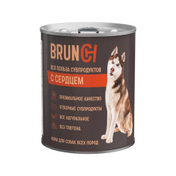 Brunch влажный корм для взрослых собак с сердцем в консервах - 850 г