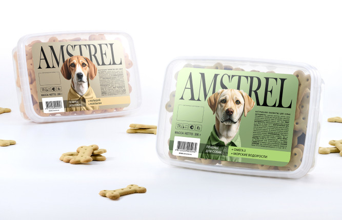 Amstrel печенье для собак с Омега-3 и морскими водорослями - 200 г