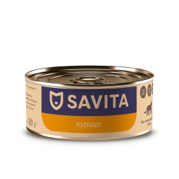 Savita влажный корм для взрослых стерилизованных кошек с курицей, в консервах - 100 г х 12 шт