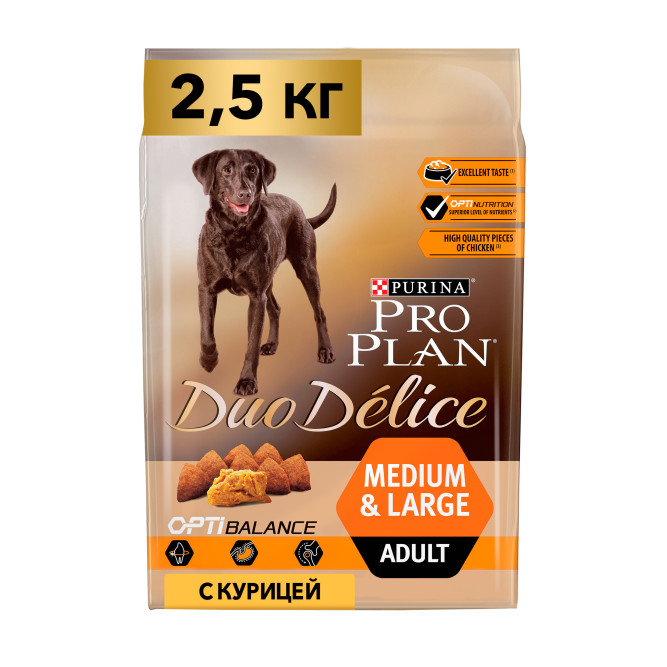 Purina Pro Plan Duo Delice сухой корм для взрослых собак средних и крупных пород с курицей и рисом - 2,5 кг