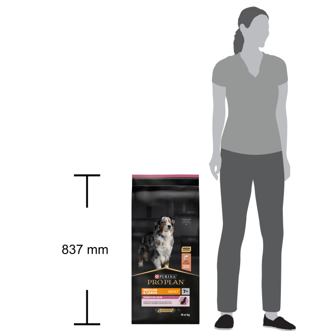 Pro Plan Medium &amp; Large Athletic Sensitive Skin 7+ сухой корм для взрослых собак крупных пород старше 7 лет с атлетическим телосложением с чувствительной кожей с лососем и рисом - 14 кг