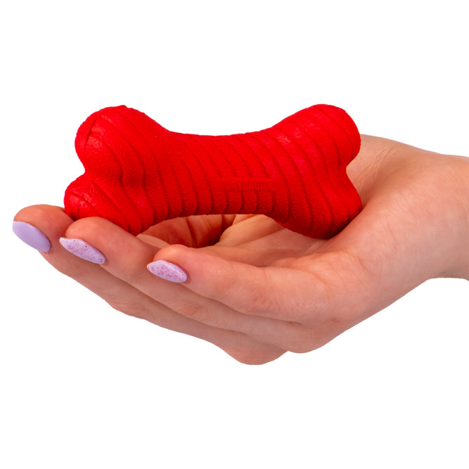 Playology DUAL LAYER BONE двухслойная жевательная косточка для собак мелких пород с ароматом говядины, маленькая, красная