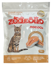 ZOOFOOD сухой корм для домашних стерилизованных кошек старше одного года с лососем - 700 г
