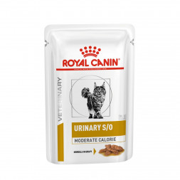 Royal Canin Urinary S/O Moderate Calorie влажный диетический корм кусочки в соусе для взрослых кошек при МКБ и ожирении - 85 г