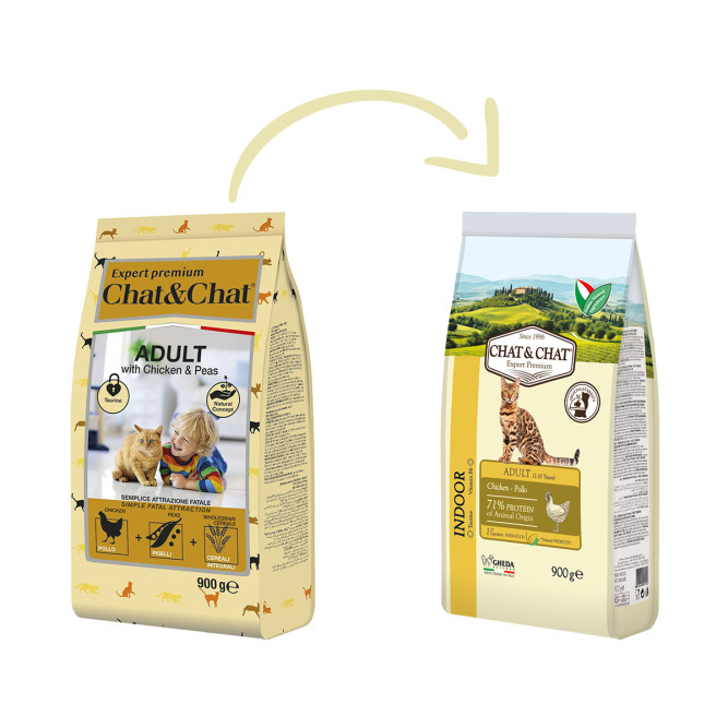 Chat&amp;Chat Adult Indoor Chicken сухой корм для взрослых кошек с цыпленком - 900 г