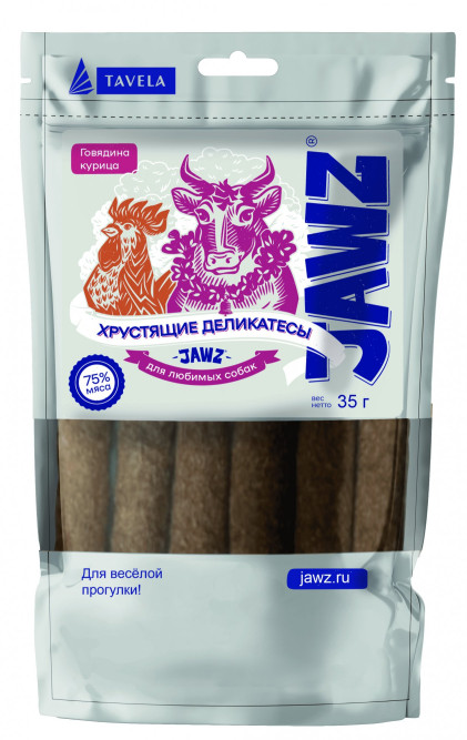 JAWZ Хрустящие Деликатесы лакомство для собак, с говядиной и курицей - 35 г