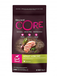 Wellness Core сухой корм для взрослых собак мелких пород с низким содержанием жира с индейкой и курицей 1,5 кг
