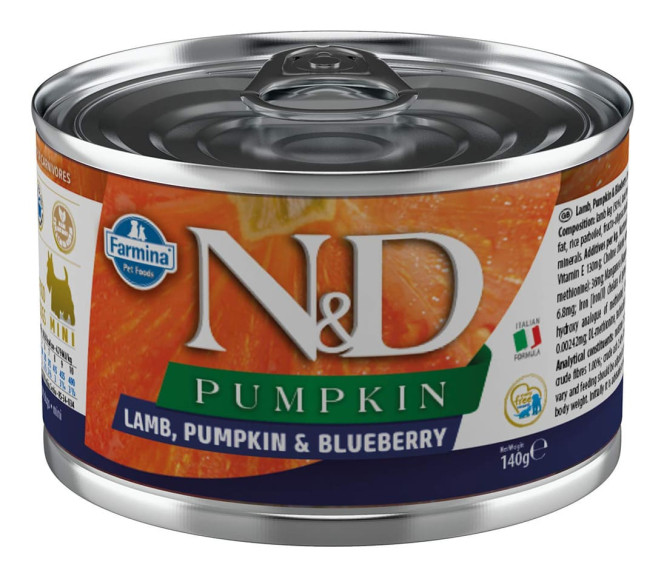Farmina N&amp;D Pumpkin Starter Mini влажный беззерновой корм для щенков мелких пород до 2 месяцев с тыквой, ягненком и черникой - 140 г (6 шт в уп)