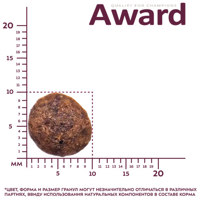 AWARD сухой корм для взрослых собак мелких и миниатюрных пород, с ягненком, индейкой, брокколи и брусникой - 10 кг