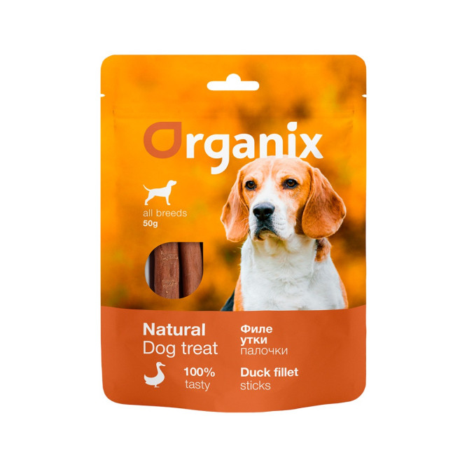 Organix лакомство для взрослых собак всех пород "Палочки из филе утки" 100% мясо - 50 г