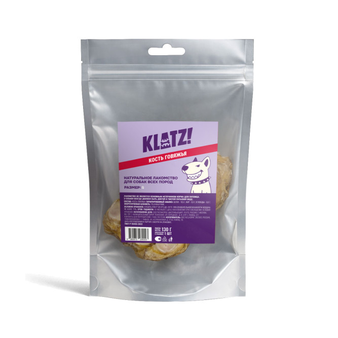 KLATZ! лакомство для взрослых собак всех пород "Кость говяжья" S, 1 шт - 130 г