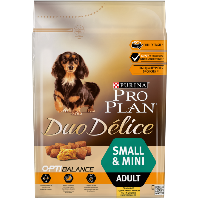 Purina Pro Plan Duo Delice сухой корм для взрослых собак мелких и карликовых пород с курицей и рисом - 2,5 кг