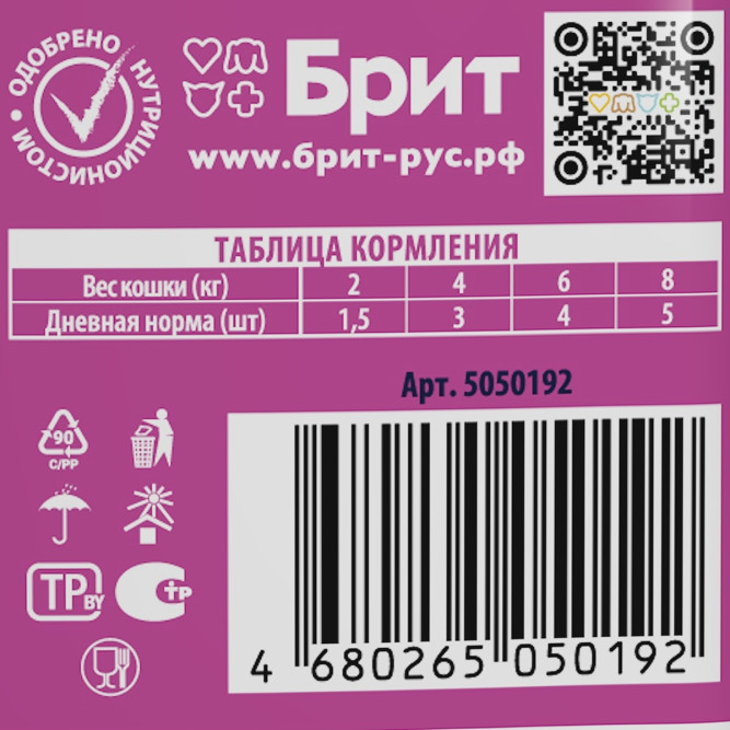 Брит Премиум паучи для взрослых стерилизованных кошек с индейкой и сыром кусочки в желе - 85 г х 14 шт