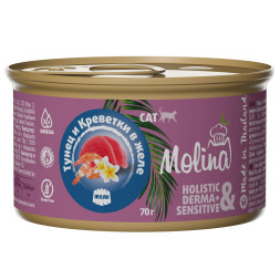 Molina консервы для кошек с тунцом и креветками, в желе - 70 г x 12 шт