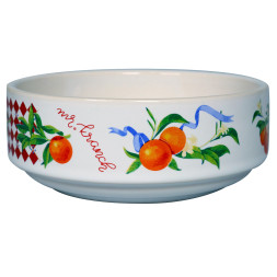 Mr.Kranch миска для собак и кошек из фарфора "Апельсины", 450 мл, белая