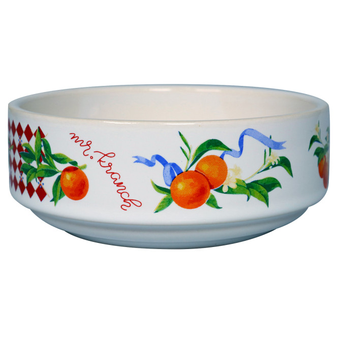 Mr.Kranch миска для собак и кошек из фарфора "Апельсины", 450 мл, белая