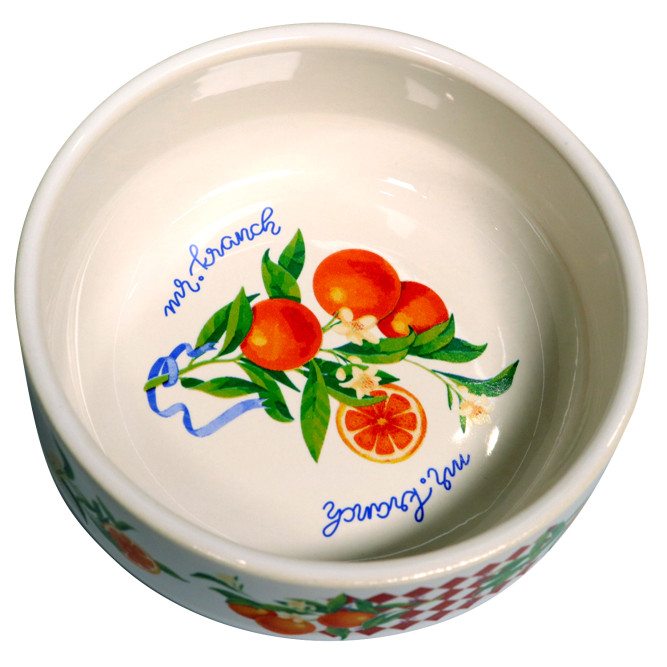 Mr.Kranch миска для собак и кошек из фарфора "Апельсины", 450 мл, белая