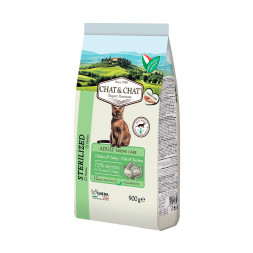 Chat&Chat Adult Sterilized Chicken&Turkey сухой корм для стерилизованных кошек с цыпленком и индейкой - 900 г