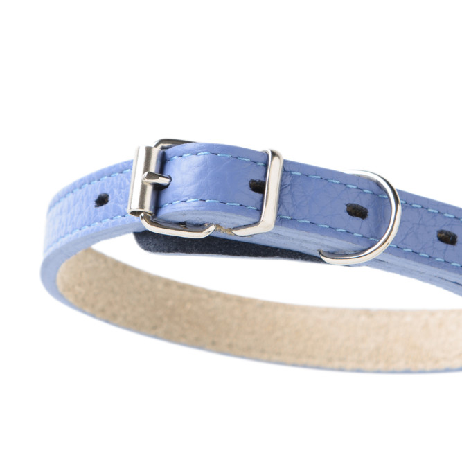 Mr.Kranch ошейник для собак, из натуральной кожи, прямой, 17-20 см, васильковый