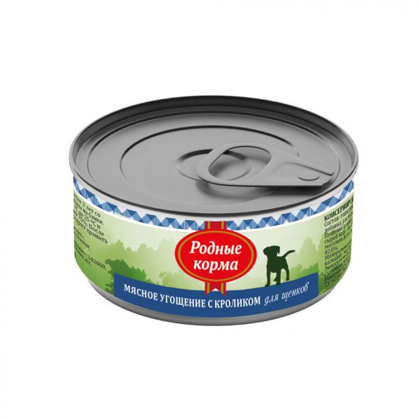 Родные корма Мясное угощение с Кроликом консервы для щенков - 100 г х 12 шт