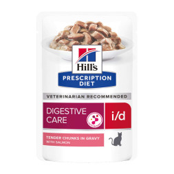 Hills Prescription Diet i/d диетический влажный корм для кошек при заболеваниях ЖКТ с лососем, в паучах - 85 г x 12 шт