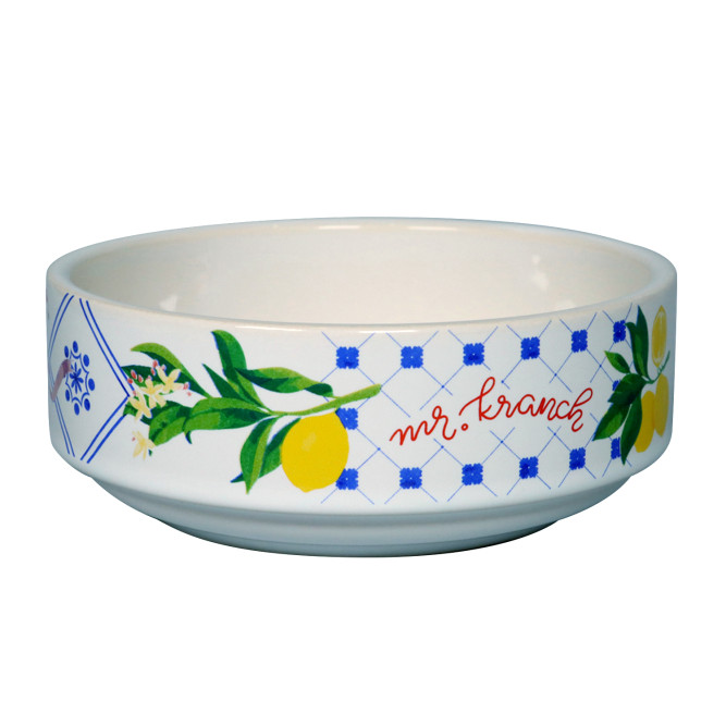 Mr.Kranch миска для собак и кошек из фарфора "Лимоны", 450 мл, белая