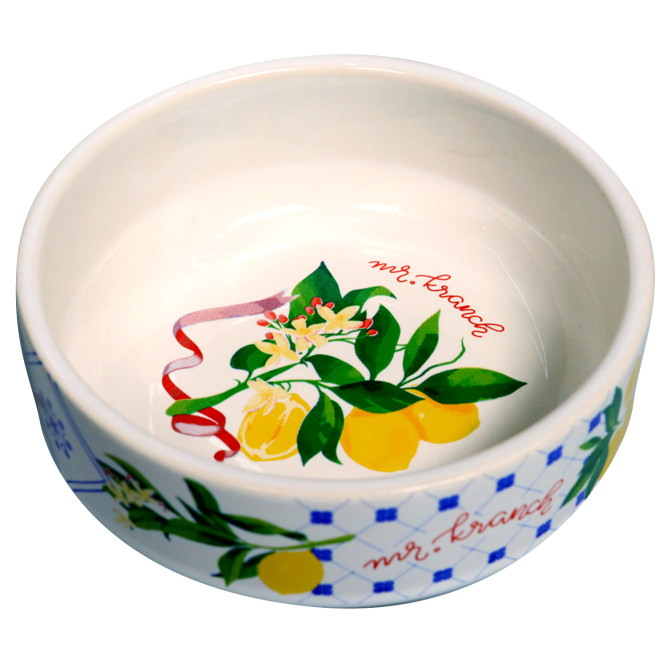Mr.Kranch миска для собак и кошек из фарфора "Лимоны", 450 мл, белая